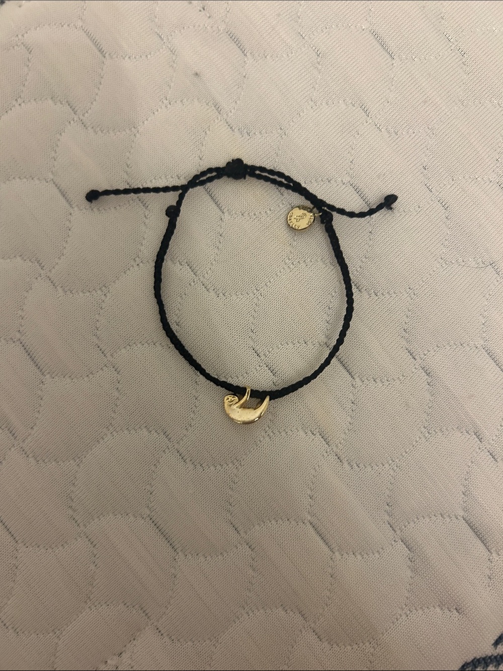 Pura Vida Black Braided Bracelet with Gold Dove Charm